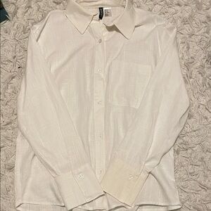 H&M Women’s Cream Long Sleeve Button Up